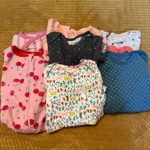 3-6 Month Girls Long Sleeve Baby Shirts and Long Sleeve Footie Outfit Bundle